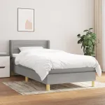 Pat continental cu saltea, gri deschis, 80x200 cm, textil GartenMobel Dekor