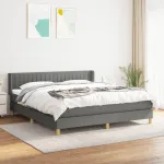 Pat continental cu saltea, gri închis, 160x200 cm, țesătură GartenMobel Dekor