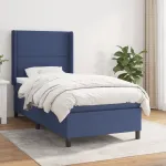 Pat box spring cu saltea, albastru, 100x200 cm, textil GartenMobel Dekor