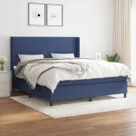 Pat box spring cu saltea, albastru, 180x200 cm, material textil GartenMobel Dekor