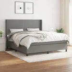 Pat box spring cu saltea, gri închis, 180x200 cm, textil GartenMobel Dekor