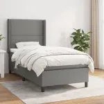 Pat box spring cu saltea, gri închis, 90x190 cm, textil GartenMobel Dekor