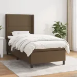 Pat box spring cu saltea, maro închis, 90x190 cm, textil GartenMobel Dekor