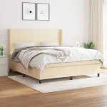 Pat continental cu saltea, crem, 180x200 cm, textil GartenMobel Dekor