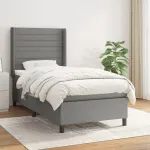 Pat box spring cu saltea, gri închis, 100x200 cm, textil GartenMobel Dekor