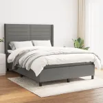 Pat box spring cu saltea, gri închis, 140x200 cm, textil GartenMobel Dekor