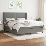 Pat box spring cu saltea, gri închis, 180x200 cm, textil GartenMobel Dekor