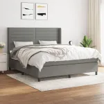 Pat box spring cu saltea, gri închis, 180x200 cm, textil GartenMobel Dekor