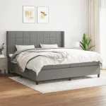 Pat box spring cu saltea, gri închis, 200x200 cm, textil GartenMobel Dekor