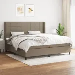 Pat box spring cu saltea, gri taupe, 200x200 cm, textil GartenMobel Dekor