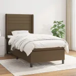 Pat box spring cu saltea, maro închis, 100x200 cm, textil GartenMobel Dekor