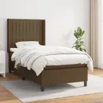 Pat box spring cu saltea, maro închis, 100x200 cm, textil GartenMobel Dekor