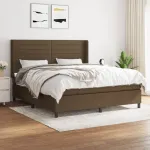 Pat box spring cu saltea, maro închis, 160x200 cm, textil GartenMobel Dekor