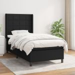 Pat box spring cu saltea, negru, 100x200 cm, textil GartenMobel Dekor