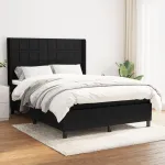Pat box spring cu saltea, negru, 140x200 cm, textil GartenMobel Dekor