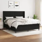 Pat box spring cu saltea, negru, 180x200 cm, catifea GartenMobel Dekor