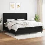 Pat box spring cu saltea, negru, 200x200 cm, textil GartenMobel Dekor