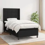 Pat box spring cu saltea, negru, 80x200 cm, textil GartenMobel Dekor