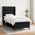 Pat box spring cu saltea, negru, 90x190 cm, textil GartenMobel Dekor