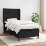 Pat box spring cu saltea, negru, 90x200 cm, textil GartenMobel Dekor