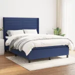 Pat continental cu saltea, albastru, 140x200cm, material textil GartenMobel Dekor