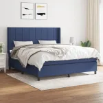 Pat continental cu saltea, albastru, 160x200cm, material textil GartenMobel Dekor