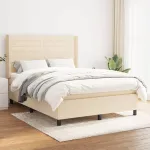 Pat continental cu saltea, crem, 140x200 cm, material textil GartenMobel Dekor