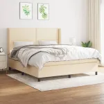 Pat continental cu saltea, crem, 180x200 cm, textil GartenMobel Dekor