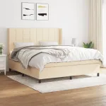 Pat continental cu saltea, crem, 180x200 cm, textil GartenMobel Dekor