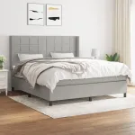 Pat continental cu saltea, gri deschis, 160x200 cm, textil GartenMobel Dekor