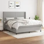Pat continental cu saltea, gri deschis, 160x200 cm, textil GartenMobel Dekor