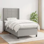Pat continental cu saltea, gri deschis, 80x200 cm, textil GartenMobel Dekor