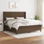 Pat box spring cu saltea, maro închis, 160x200 cm, textil GartenMobel Dekor