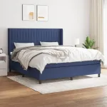 Pat continental cu saltea, albastru, 160x200cm, material textil GartenMobel Dekor