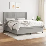 Pat continental cu saltea, gri deschis, 160x200 cm, textil GartenMobel Dekor