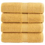 Prosoape oaspeți premium SOLUND, 4 buc. auriu 30x50cm 600gsm GartenMobel Dekor