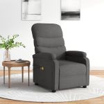 Fotoliu de masaj electric rabatabil, gri închis, textil GartenMobel Dekor