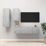 Set de dulapuri TV, 4 piese, gri beton, lemn prelucrat GartenMobel Dekor