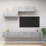 Set de dulapuri TV, 6 piese, gri beton, lemn prelucrat GartenMobel Dekor
