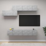 Set de dulapuri TV, 7 piese, gri beton, lemn prelucrat GartenMobel Dekor