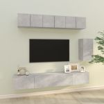 Set dulap TV, 6 piese, gri beton, lemn prelucrat GartenMobel Dekor