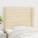 Tăblie de pat cu aripioare, crem, 103x23x118/128 cm, textil GartenMobel Dekor