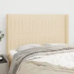 Tăblie de pat cu aripioare, crem, 147x16x118/128 cm, textil GartenMobel Dekor