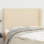 Tăblie de pat cu aripioare, crem, 147x23x118/128 cm, textil GartenMobel Dekor