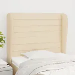 Tăblie de pat cu aripioare, crem, 83x23x118/128 cm, textil GartenMobel Dekor