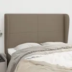 Tăblie de pat cu aripioare gri taupe 147x23x118/128 cm textil GartenMobel Dekor