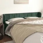 Tăblie de pat cu aripioare verde închis 203x23x78/88 cm catifea GartenMobel Dekor