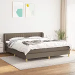 Pat box spring cu saltea, gri taupe, 160x200 cm material textil GartenMobel Dekor