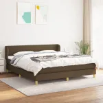 Pat box spring cu saltea, maro închis, 160x200 cm, textil GartenMobel Dekor