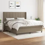 Pat continental cu saltea, gri taupe, 180x200 cm, textil GartenMobel Dekor